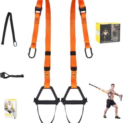 Moulyan Bodyweight Resistance Training Straps,Suspension Training straps Complete Home Gym Fitness Trainer kit for Full-Body Workout Easy Setup Gym Home Outdoors