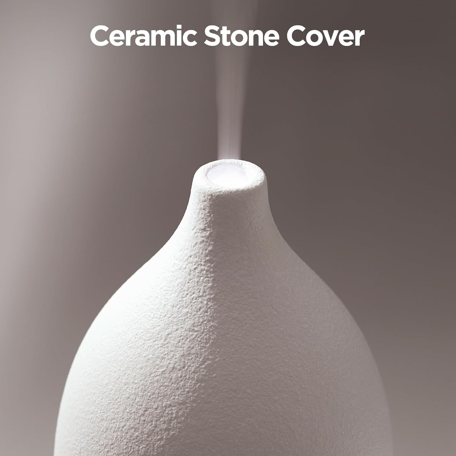 InnoGear Oil Diffuser, 150ML Ceramic Diffuser for Essential Oils Handcrafted Aromatherapy Diffuser Ultrasonic Cool Mist Humidifier with 2 Mist Modes Waterless Auto Off for Room Office, White - Image 3