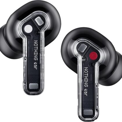 Nothing Ear Wireless Earbuds Bluetooth, 45dB Hybrid Smart ANC Earbuds, 11mm Deep Bass Boost, Hi-Res Audio with LDAC & LHDC 5.0, 6 Mics Call, 40.5H Playtime with Fast Charging Case, ChatGPT Supported