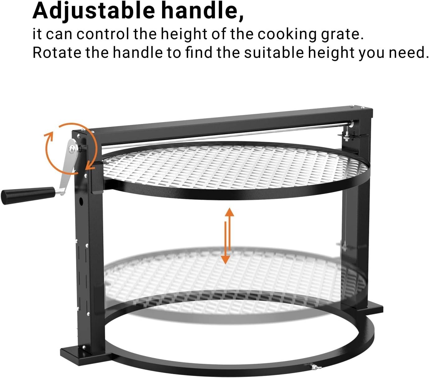 only fire Santa-maria Style Grill Rotisserie System Adjustable Cooking Grate Attachment for Weber 22 inch Kettle Grills - Global Patent - Image 3