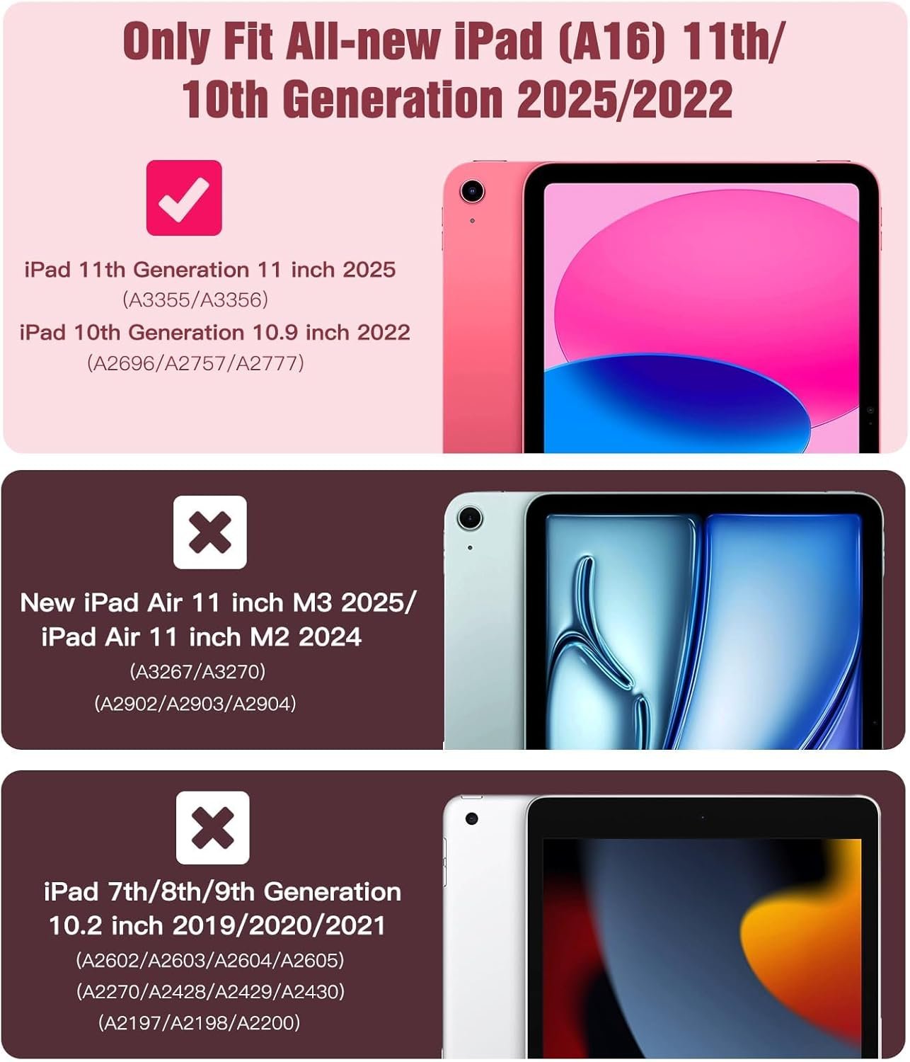 TiMOVO Case for iPad (A16) 11th Generation 11 Inch 2025, iPad 10th Generation Case 2022 with Screen Protector, Heavy Duty Shockproof Rugged Protective Cover, Watermelon Pink - Image 2