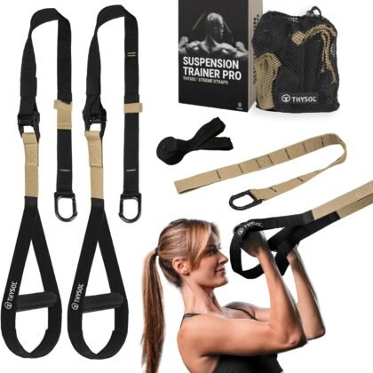 THYSOL® Resistance Trainer Pro Xtreme Straps Army | Sling Trainer Set with Adjustable Door Anchor | Fitness Home Workouts - Suitable for Travelling & for Training Indoor & Outdoor