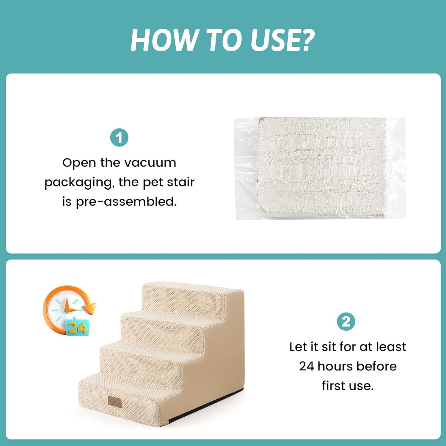 Dog Stairs for Small Dogs, 4 Tier Wider Pet Stairs for Couch and Beds, 17.7" H Non-Slip Dog Steps for Old Cats, Puppy, Small Medium Dogs, 17.7x23.6x17.7 inch, Beige - Image 8