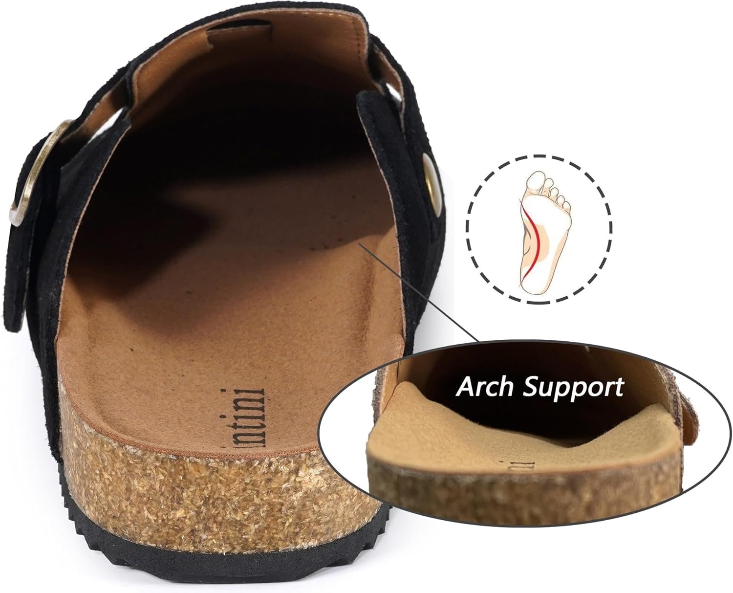 Womens Suede Clogs Mens Genuine Leather Mules Cork Footbed Sandals with Arch Support - Image 3