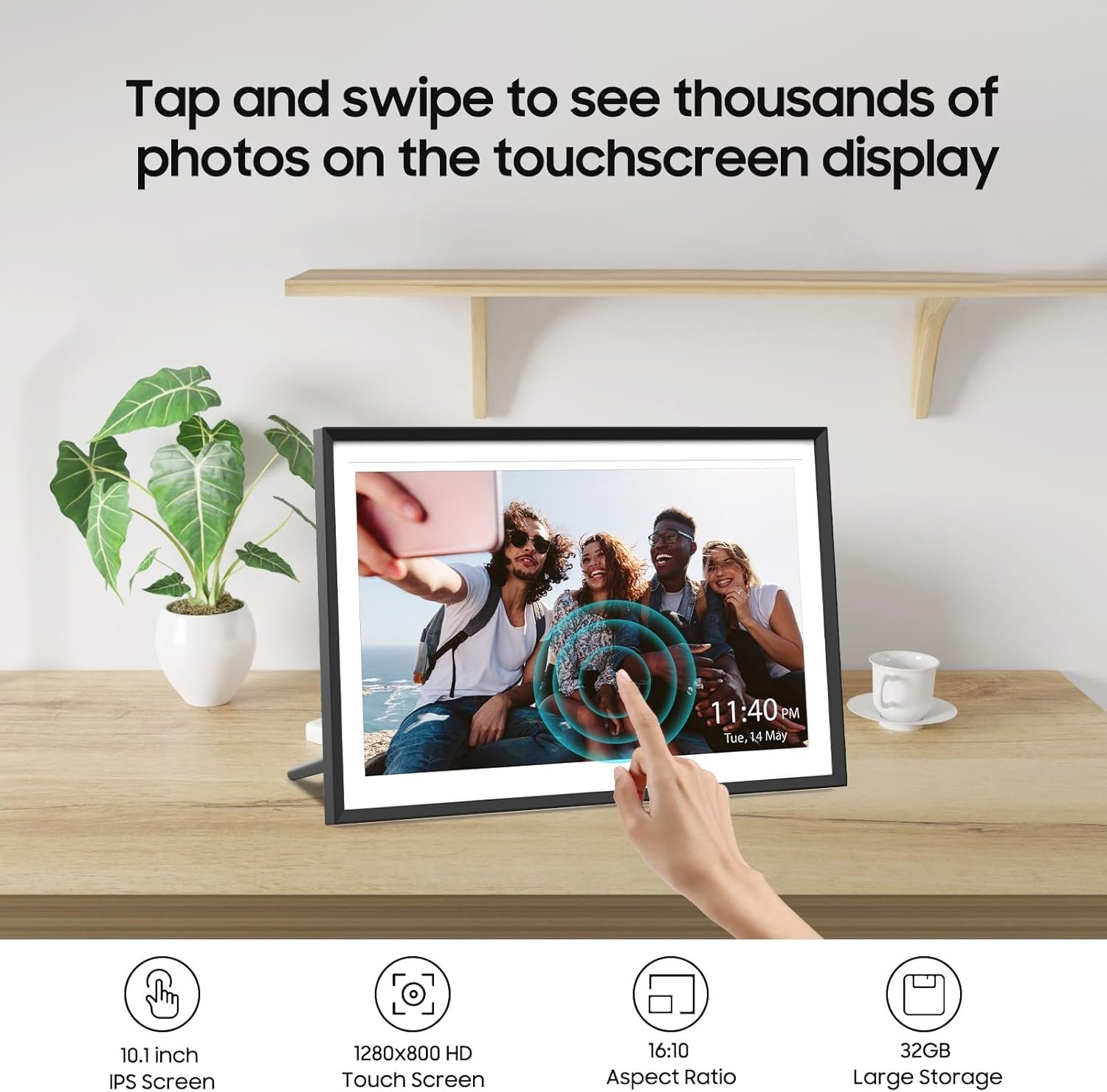 Digital Picture Frame Powered by Nixplay 10.1", Share Photos/Videos via Nixplay App or Email, WiFi Digital Photo Frame with Easy Setup, Support Alexa, Free Cloud Storage, Auto Rotate, Gifts for Mom - Image 9