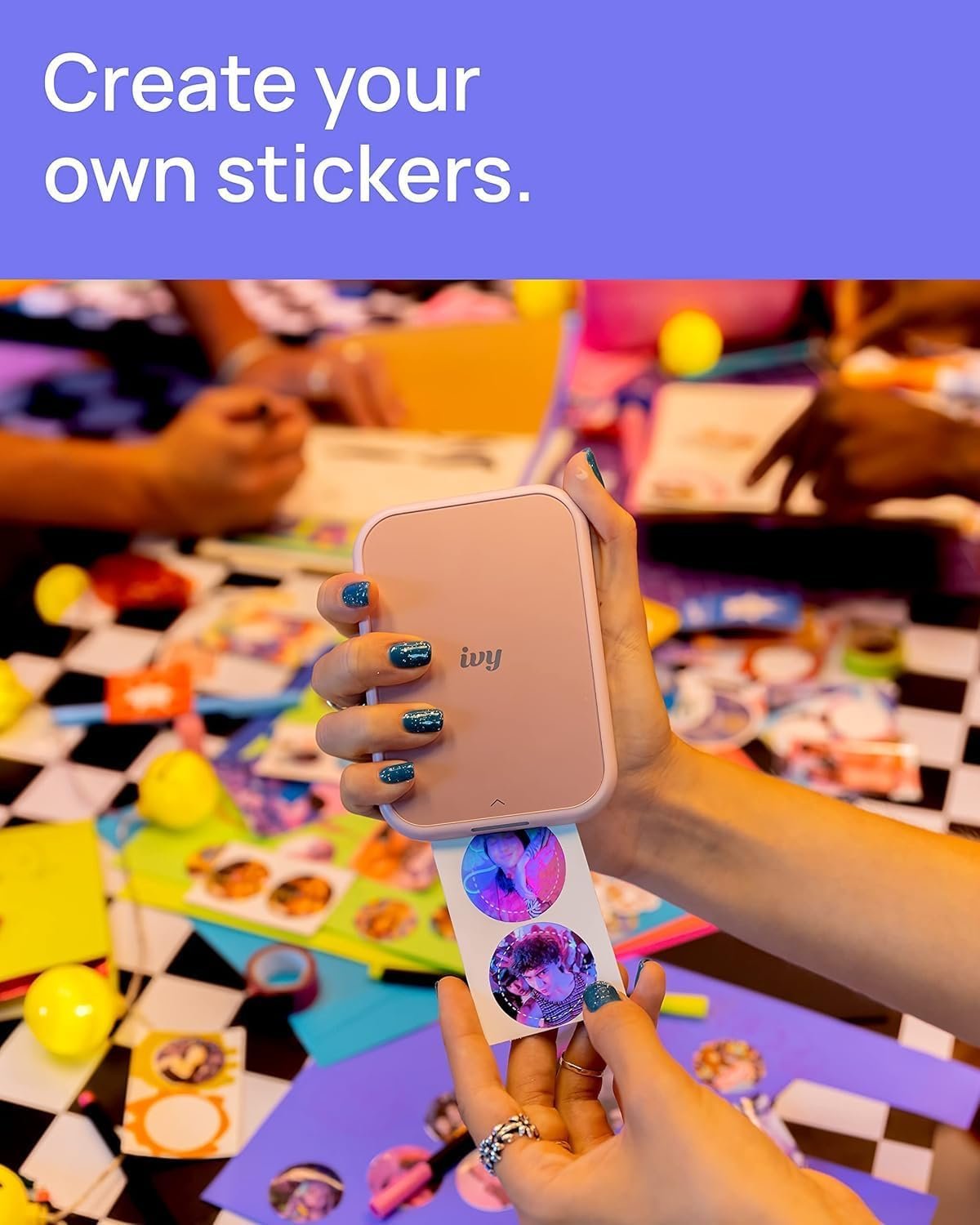 Canon Ivy 2 Mini Photo Printer (Blush Pink) - Bluetooth, Print from iOS & Android Devices, Bundle Incl. 110 Zink Sticky-Back Prints, LED Light Bar, Protective Case, and USB Cable - Image 8