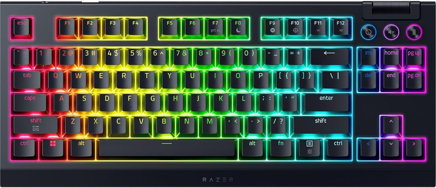 Razer BlackWidow V4 TKL HyperSpeed Wireless Hot Swappable Gaming Keyboard: Orange Tactile Switches - Wireless & Bluetooth - Multi-Function Roller & Control Buttons - Chroma RGB - Long Battery Life