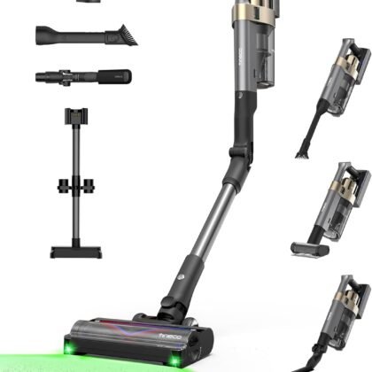 Tineco Pure ONE A90S Cordless Vacuum Cleaner, 270AW Powerful Suction Stick Vacuum Cordless Rechargeable, Up to 105min Runtime, 3DSense Master Brush, 150° Green LED Light with Floor Type Detection