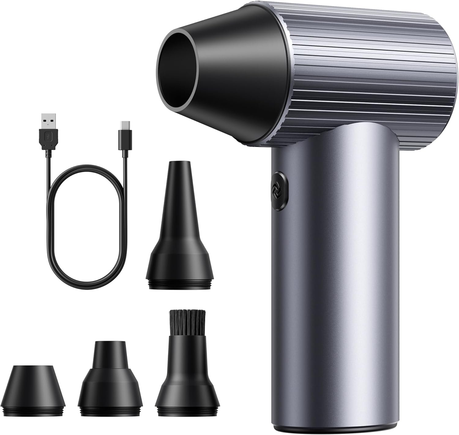 COSANO Full-Metal Jet Dry Mini Blower – 300,000 RPM Electric Air Duster – Rechargeable Compressed Air Blower – High-Power Air Duster with 3 Speeds & 4 Nozzles for Keyboards, Car and Outdoors Cleaning