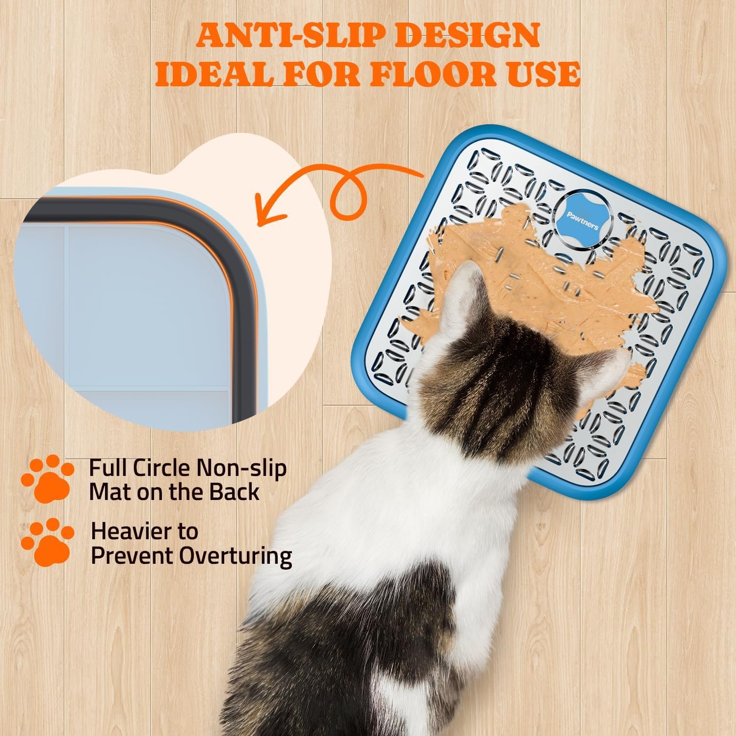 Lick Mat for Dogs & Cats, Stainless Steel Pet Slow Feeder for Crate Boredom & Anxiety Reduce, Cat Licking Pads with Spatula & Scrubbing Brush, Blue - Image 5