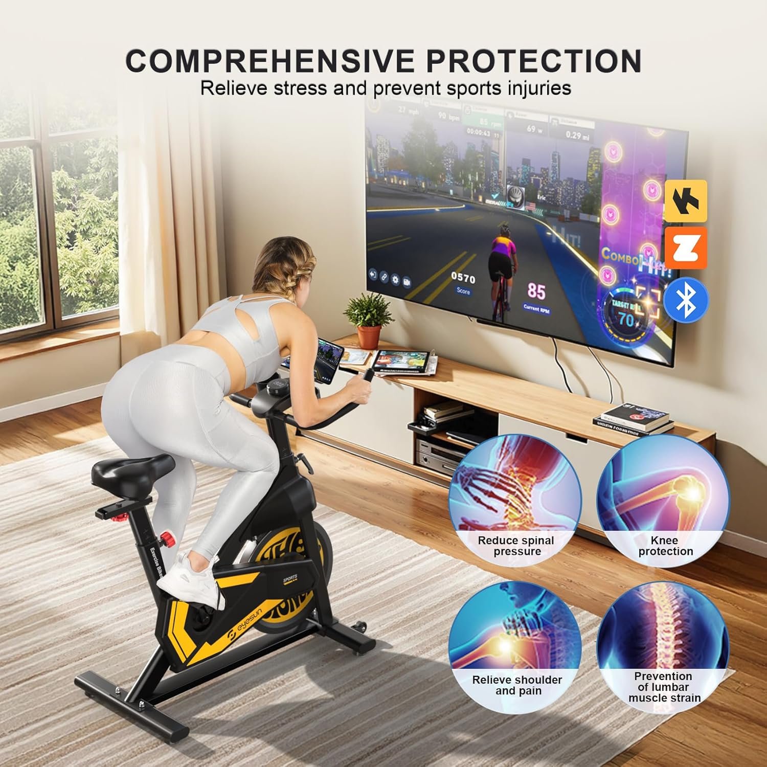 Exercise Bikes for Home,Indoor Cycling Bike with Adjustable Magnetic,Brake Pad Resistance Silent Belt Drive,330lbs Weight Capacity &Upgraded Version Seat for Home Cardio&Weight Loss - Image 7