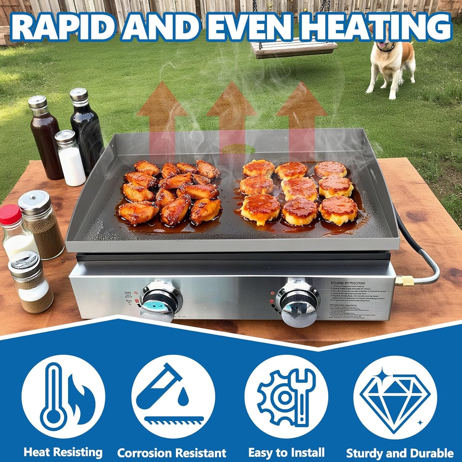 SafBbcue 22 inch Griddle Replacement Flat Top for Blackstone 22 inch Tabletop Griddle with Rear Grease System for Blackstone 22" Grill 1813 1666 1891 1833 1840 1842 2166 1895 Grill Replacement Top - Image 5