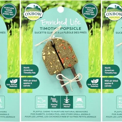 Oxbow 3 Pack of Timothy Popsicle Small Pet Chew Toys, 7.4