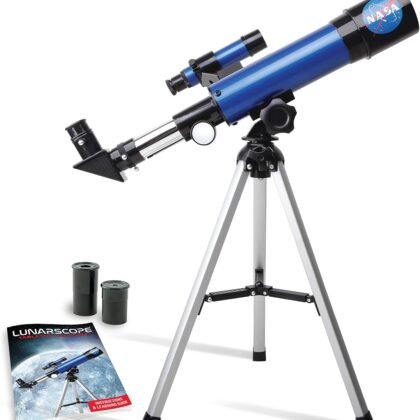 NASA Lunar Telescope for Kids – 90x Magnification, Includes Two Eyepieces, Tabletop Tripod, and Finder Scope- Kids Telescope for Astronomy Beginners, Space Toys, NASA Gifts (Amazon Exclusive)
