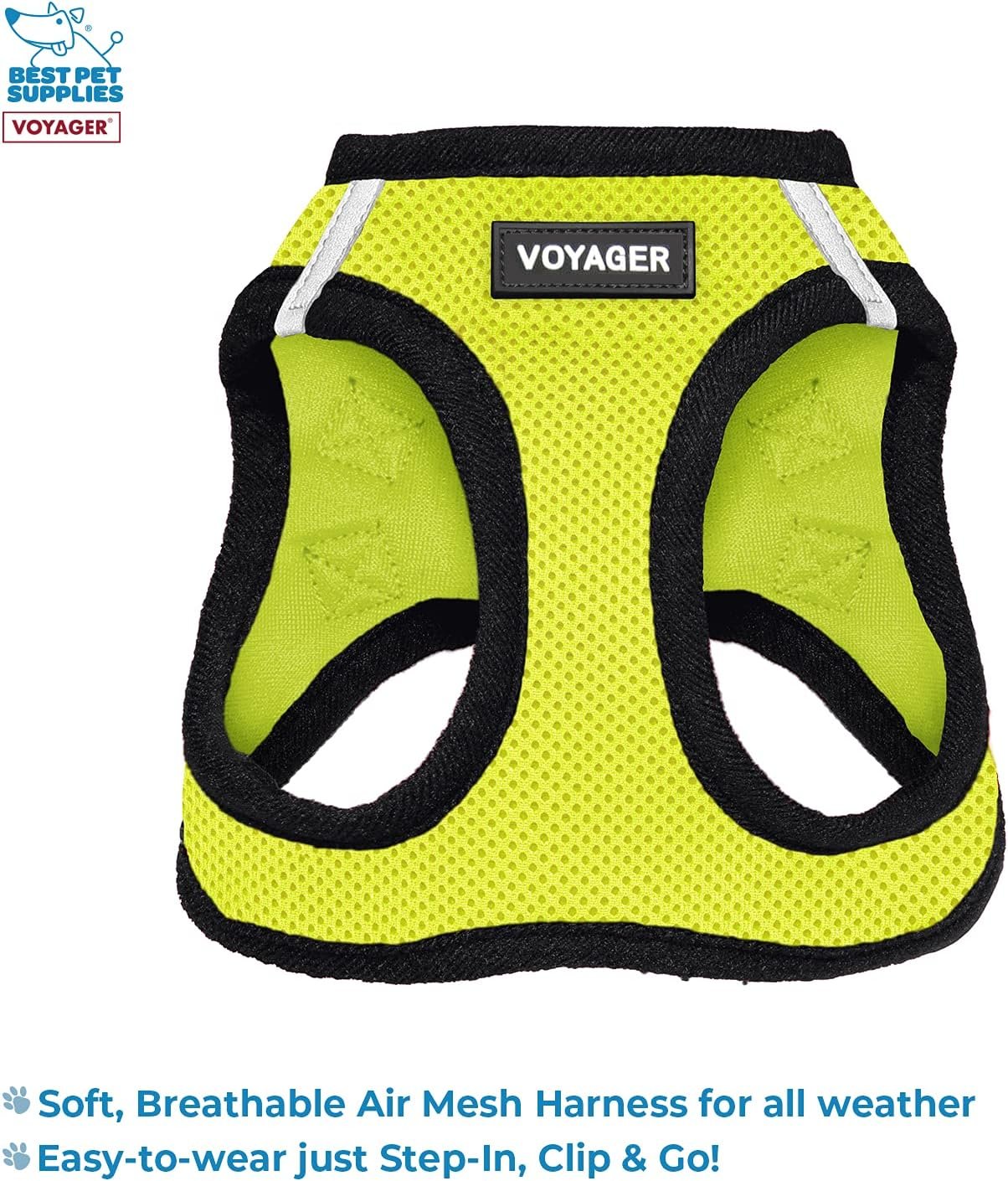 Voyager Step-in Air All Weather Mesh Harness and Reflective Dog 5 ft Leash Combo with Neoprene Handle, for Small, Medium and Large Breed Puppies by Best Pet Supplies - Green, Medium - Image 2