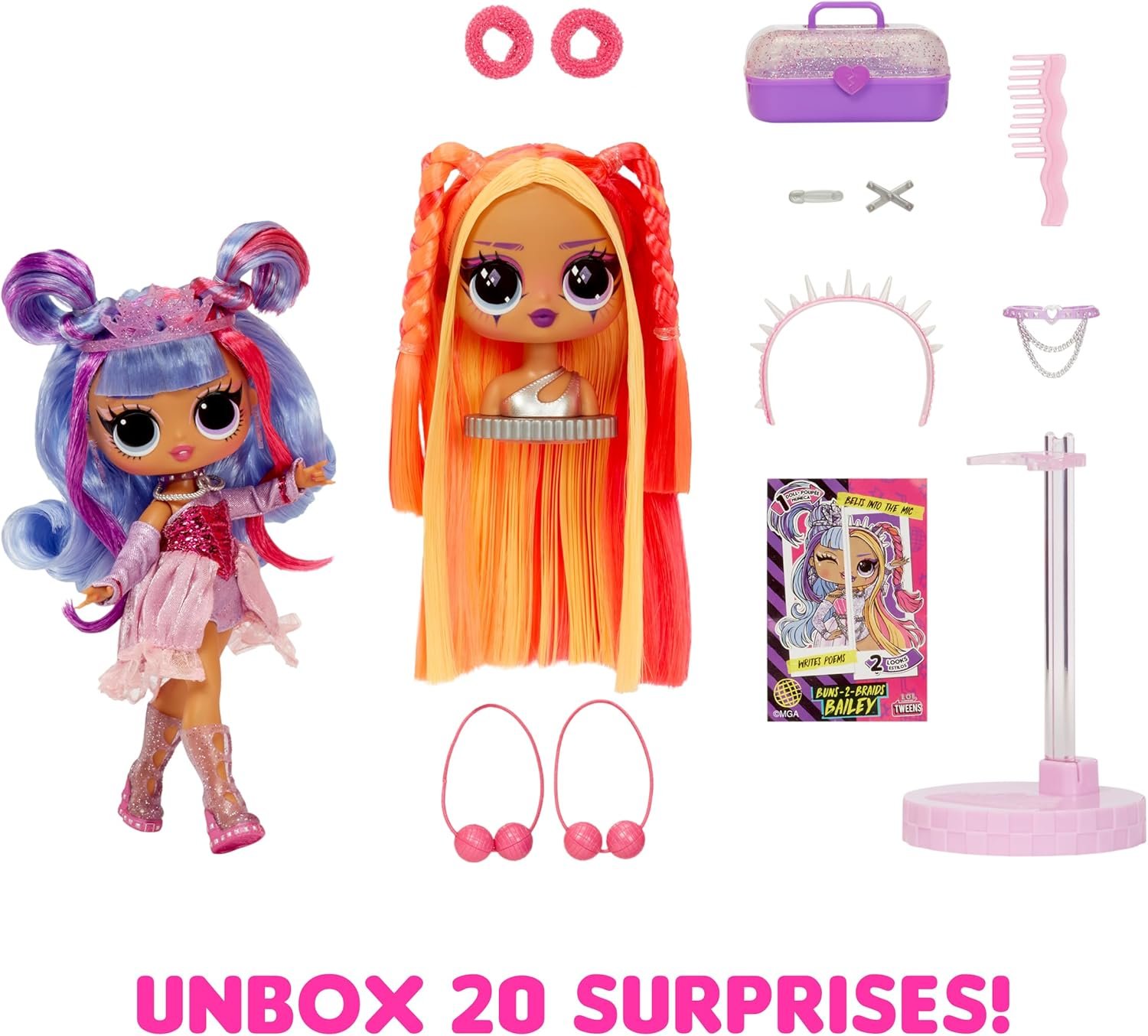 L.O.L. Surprise! Tweens Surprise Swap Fashion Doll Buns-2-Braids Bailey with 20+ Surprises Including Styling Head and Fabulous Fashions and Accessories – Great Gift for Kids Ages 4+ - Image 2