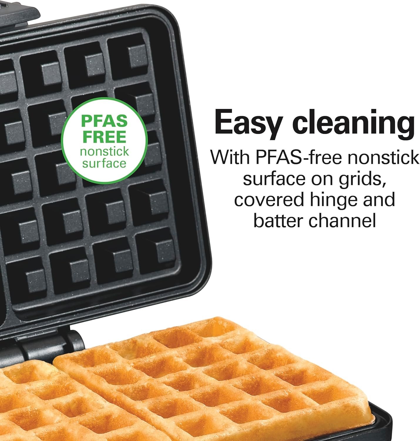 Hamilton Beach Belgian Mini Waffle Maker with Shade Control, Makes 2 at Once, Create Personalized Keto Chaffles and Hash Browns, PFAS-Free Non-Stick Plates, Compact Design, Stainless Steel (26009) - Image 4