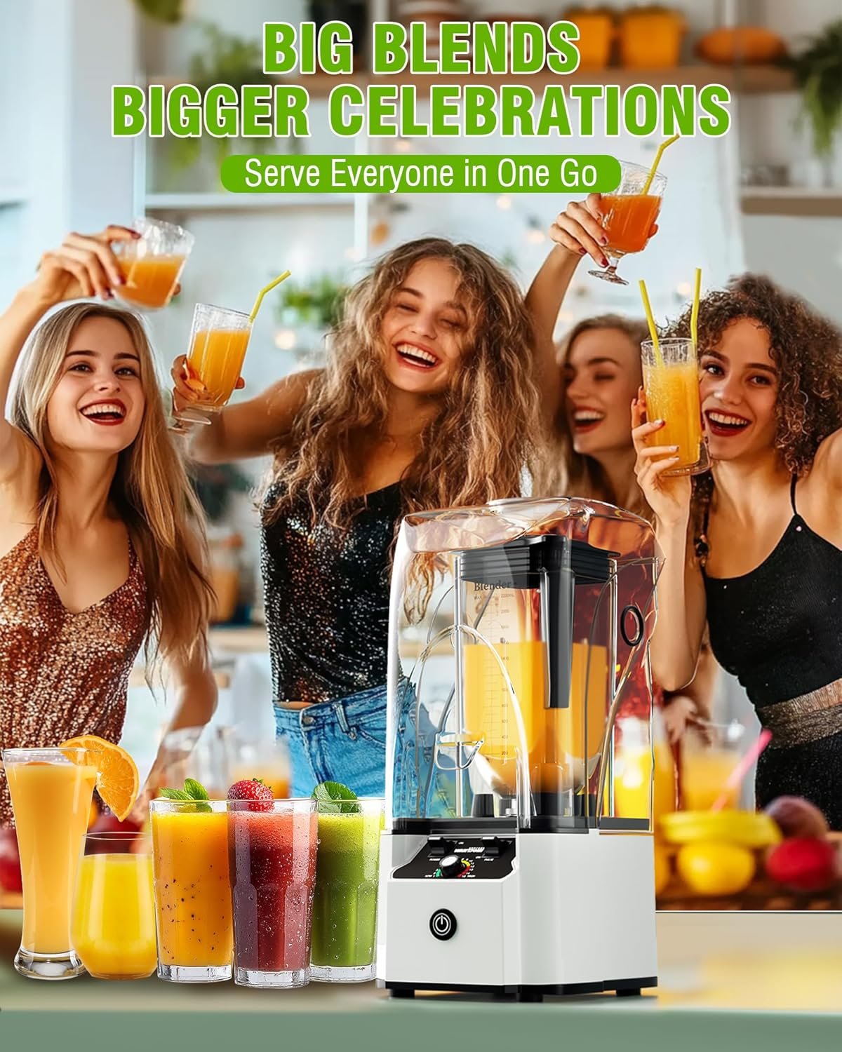 WantJoin Quiet Blender - Kitchen Blender with Soundproof, 2.5 HP Copper Motor, 80oz Jar, Multifunctional Silent Blenders for Smoothies, Juice, Soups, Sauce, w/ 15 Speeds, Stainless Steel 6-blade Combo - Image 7