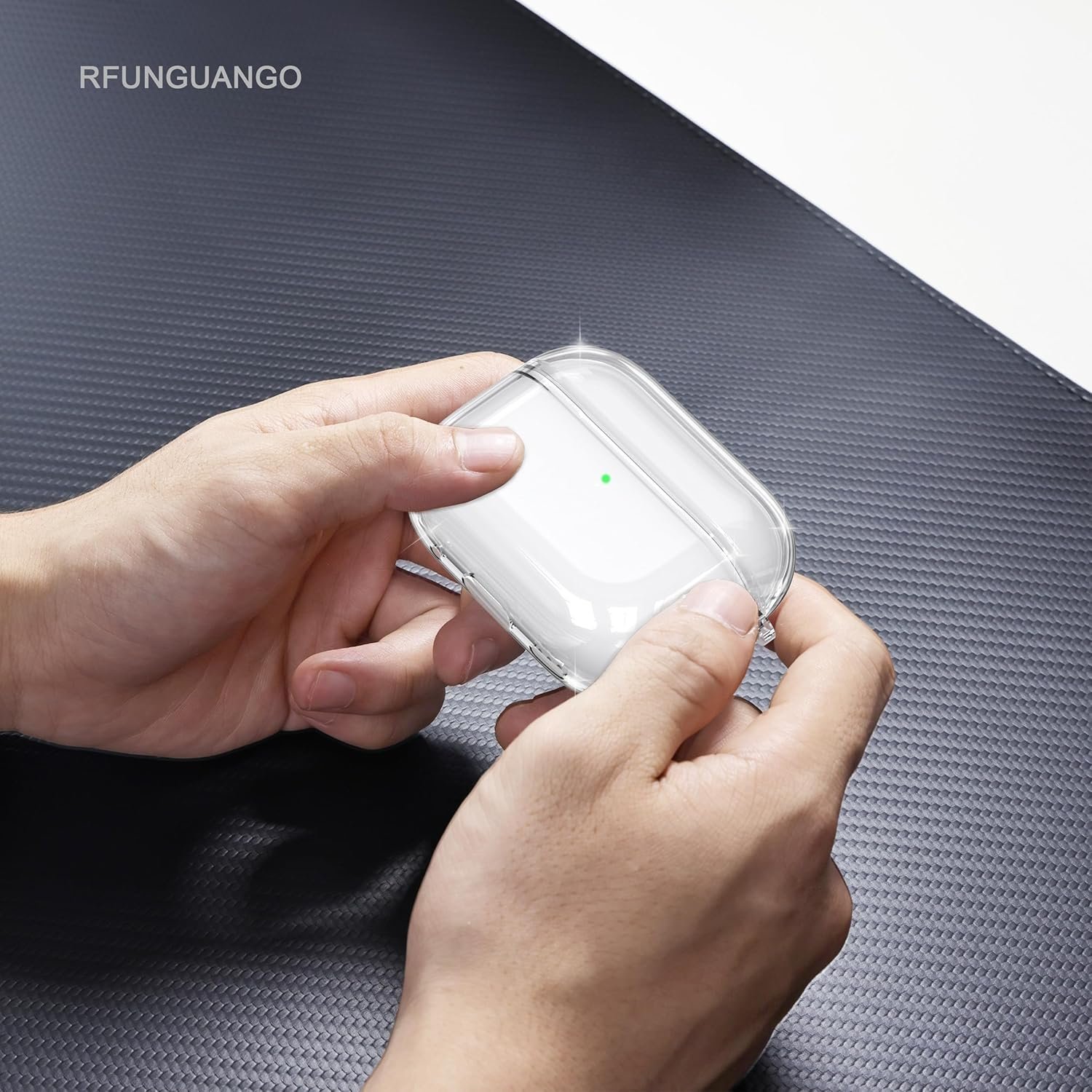 RFUNGUANGO AirPods Pro Case Clear, Soft TPU Transparent with Cleaning Kit & Keychain, Compatible with Magsafe, Compatible Apple AirPods Pro 2nd/1st Generation Protective Case, White - Image 6