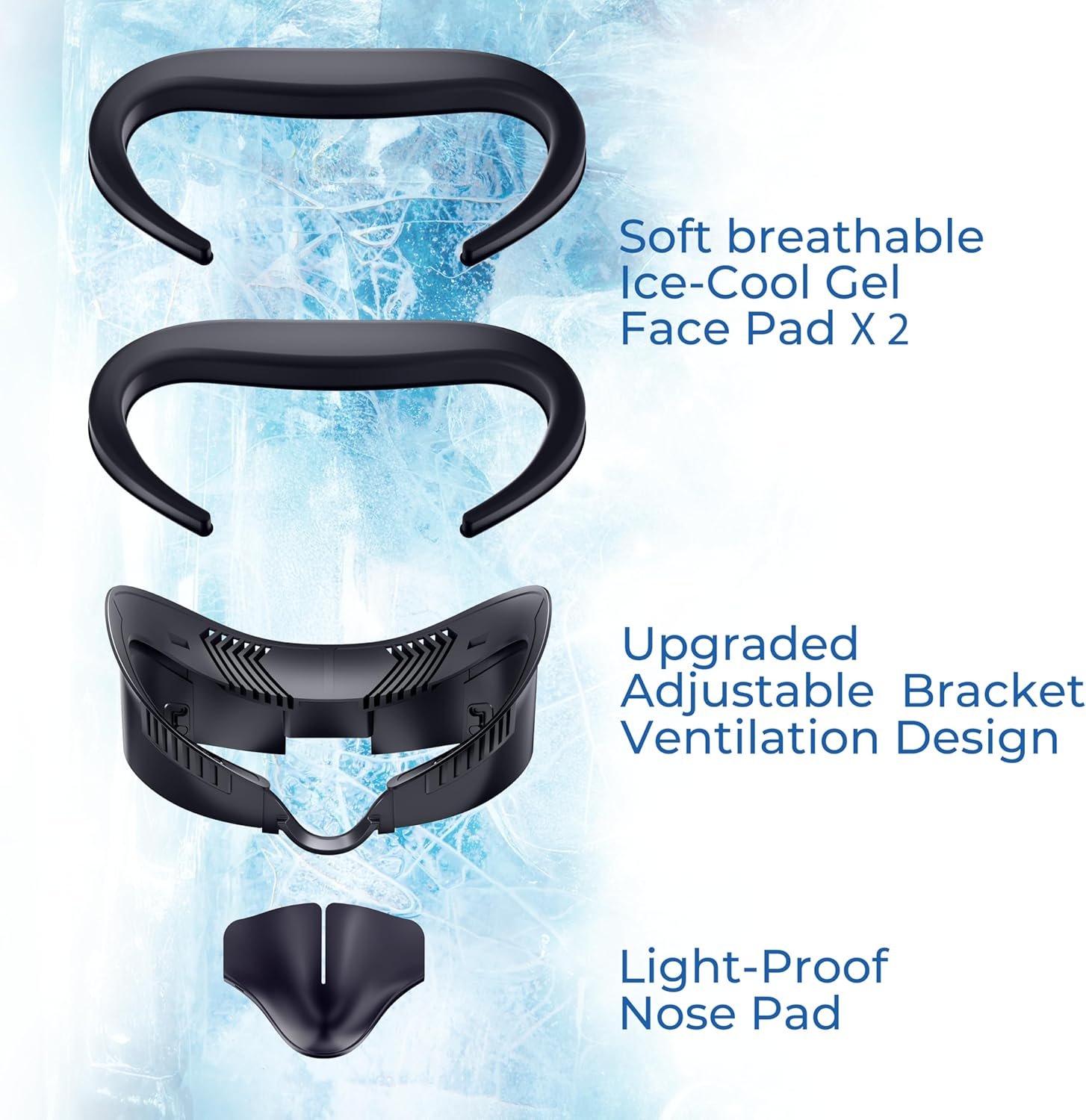 DESTEK Cooling Face Pad Facial Interface for Meta Quest 3, NOT Compatible with Meta Quest 3S,Includes Two Replacement Ice Silk & Cool Ice Gel Face Cushions - Image 8