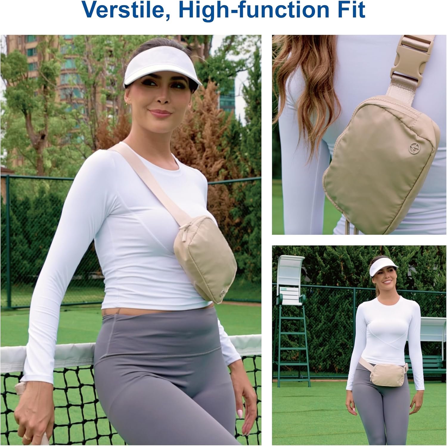 Pander Two Way Zipper Fanny Pack Nylon Everywhere Belt Bag for Women, Water Repellent Waist Packs, Crossbody Bags with Adjustable Strap (Black). - Image 8