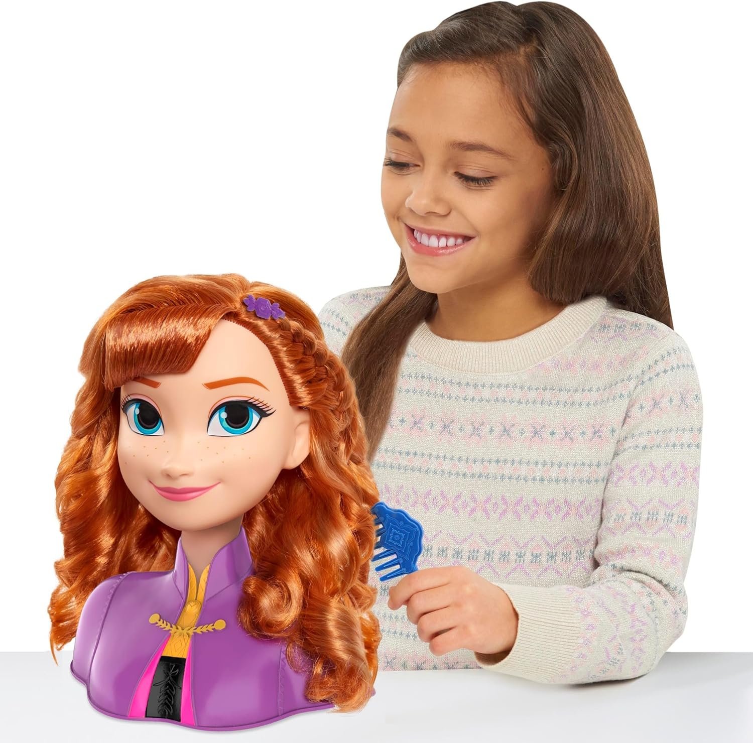 Disney’s Frozen 2 Anna 7.5-inch Styling Head, 17-Pieces, Dress Up and Pretend Play, Kids Toys for Ages 3 Up by Just Play - Image 3