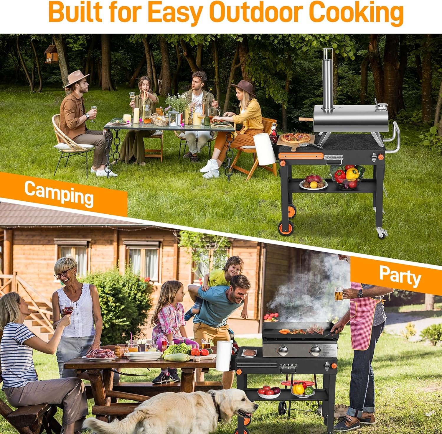 Portable Blackstone Griddle Stand, Folding Grill Table with Wheels for 17/22 Inch Blackstone Griddles, Ninja Grills, Pizza Oven, 31''x17''Grill Cart with Magnetic Tool Holder for tailgating, camping - Image 7