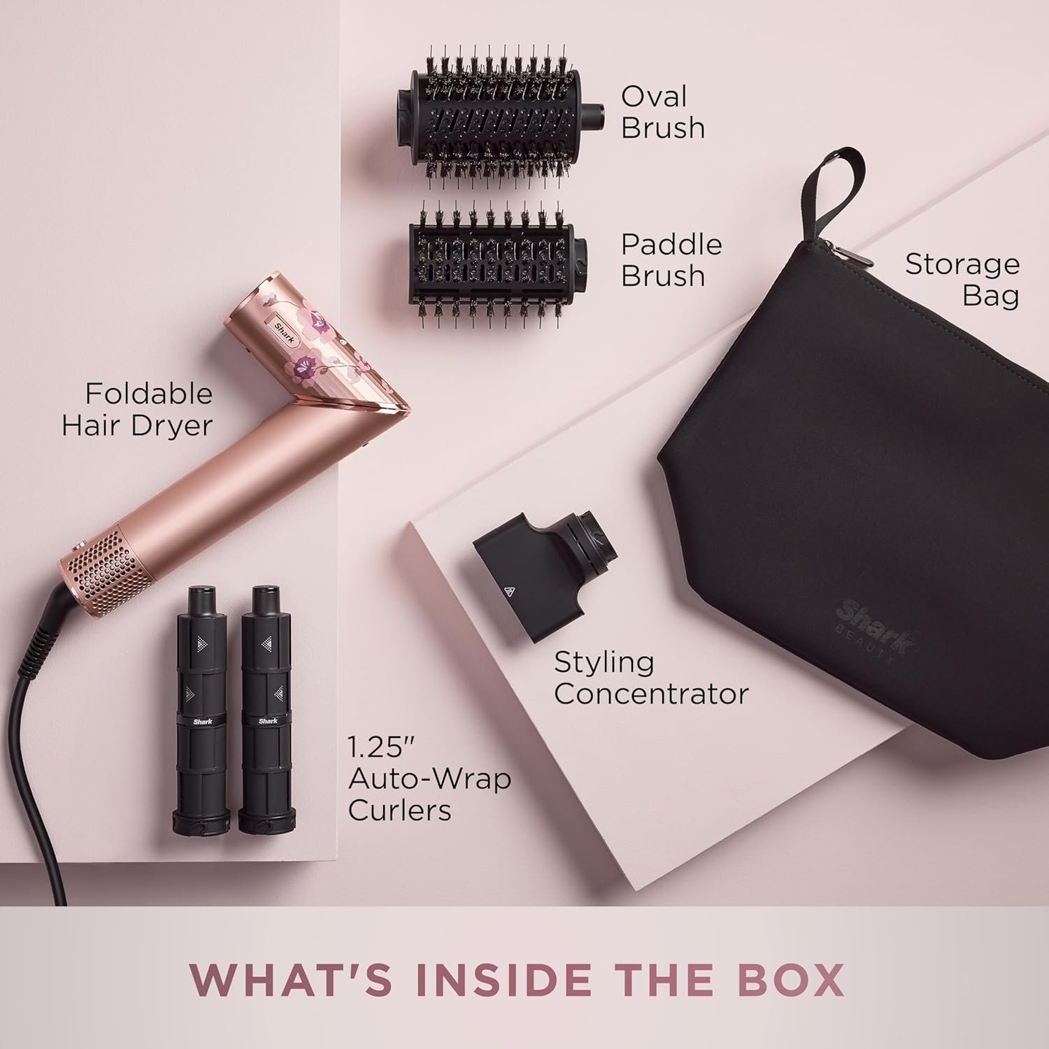 Shark FlexStyle Air Styling & Drying System, Powerful Hair Dryer Brush & Multi-Styler with Auto-Wrap Curlers, Concentrator Attachment and Storage Bag, Blossom Bliss, HD432RS - Image 7