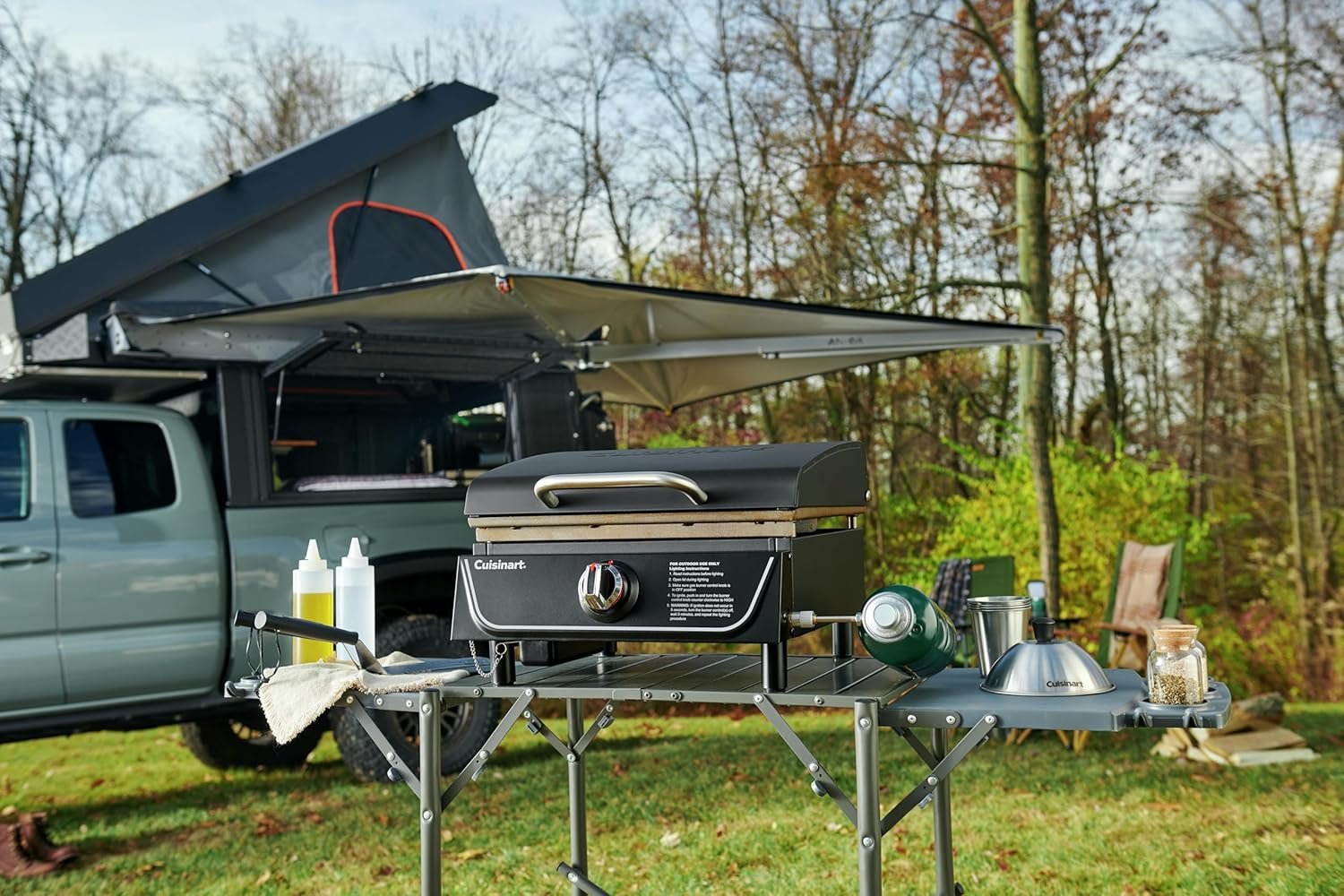 Cuisinart 17” Tabletop Gas Griddle with Hood, Easy Assembly Compact Outdoor Flat-Top Grill with Grease Cup, 255 Sq. In Cooking Space Perfect for Camping, Tailgates and BBQs - Image 9