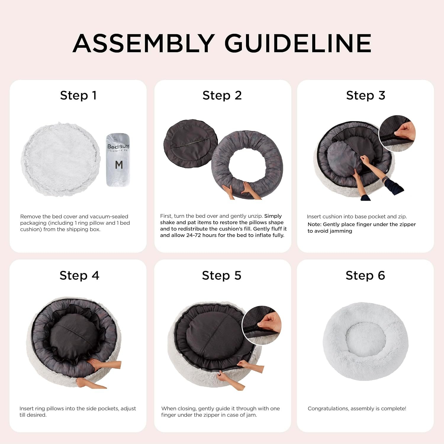 Bedsure Calming Dog Beds Large Sized Dog - Donut Washable Large Pet Bed, 36 inches Anti-Slip Round Fluffy Plush Faux Fur Dogs Bed, Fits up to 80 lbs Pets, Camel - Image 6