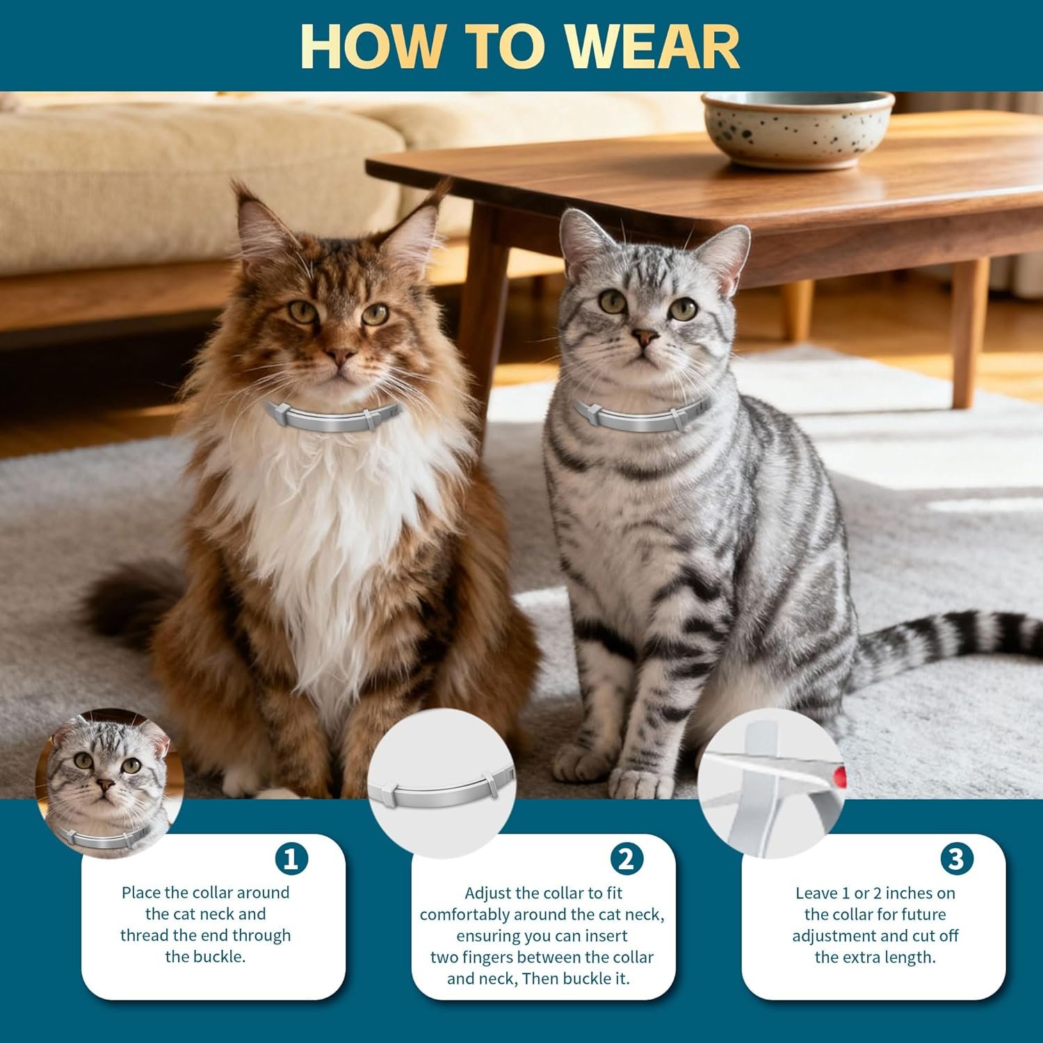 Flea and Tick Collar for Cats 2 Pack, 12 Months of Cat Flea Collar Protection 2 Collars Made with Premium Plant Based Essential Oil Waterproof and Natural Treatment Prevention Free Comb - Image 4