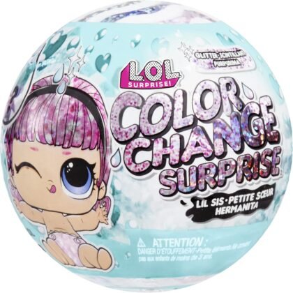 LOL Surprise Glitter Color Change Lil Sis with 5 Surprises- Collectible Doll Including Sparkly Fashion Accessories, Holiday Toy, Great Gift for Kids Girls Ages 4 5 6+ Years Old