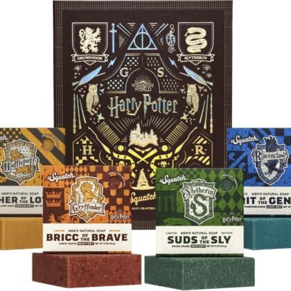 Dr. Squatch Harry Potter Collection with Collector's Box - Men's Natural Bar Soap 4 Pack Bundle and Collector's Box - Soap inspired by Gryffindor, Slytherin, Ravenclaw, and Hufflepuff