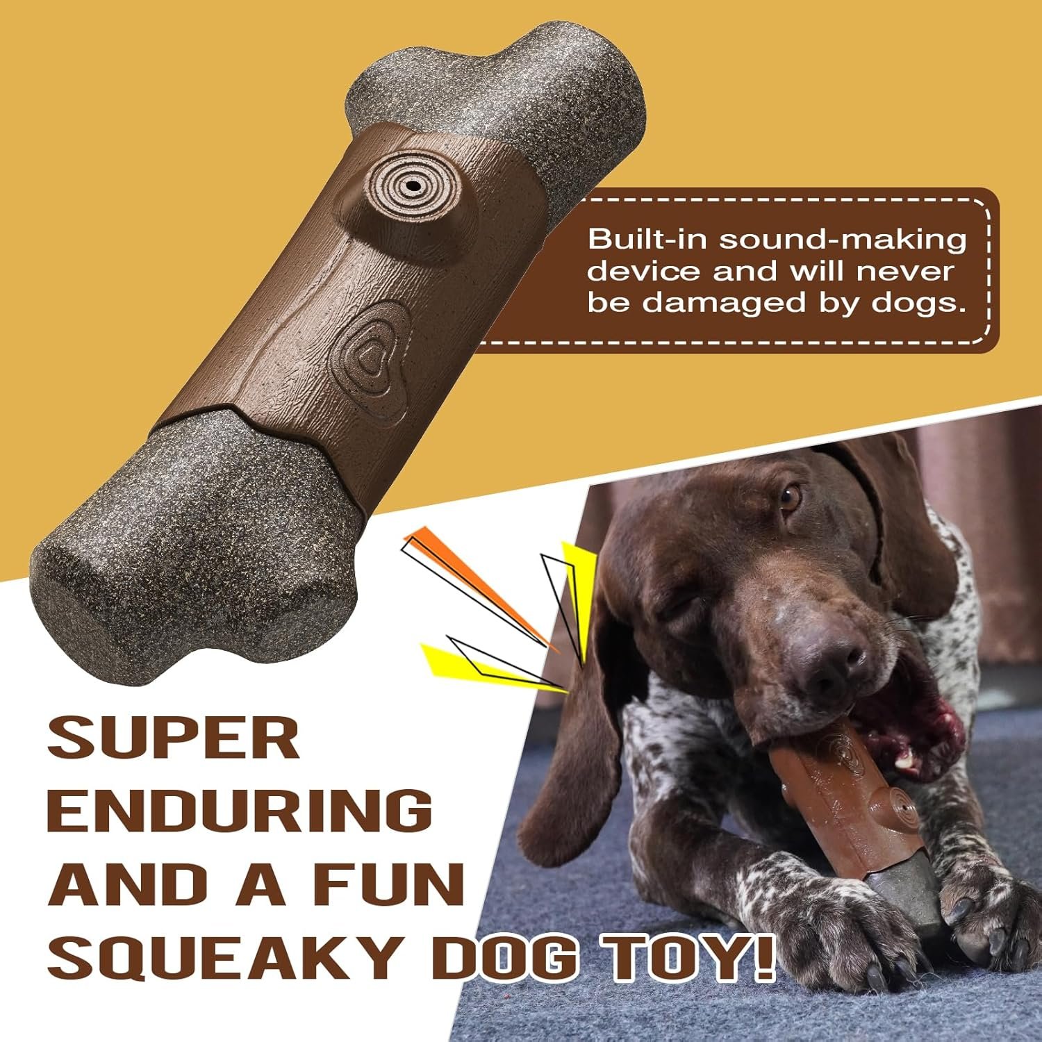 Dog Toys Chewers,Dog Chew Toy for Aggressive Chewers Branch,Squeaky Dog Toy Interactive - Image 3