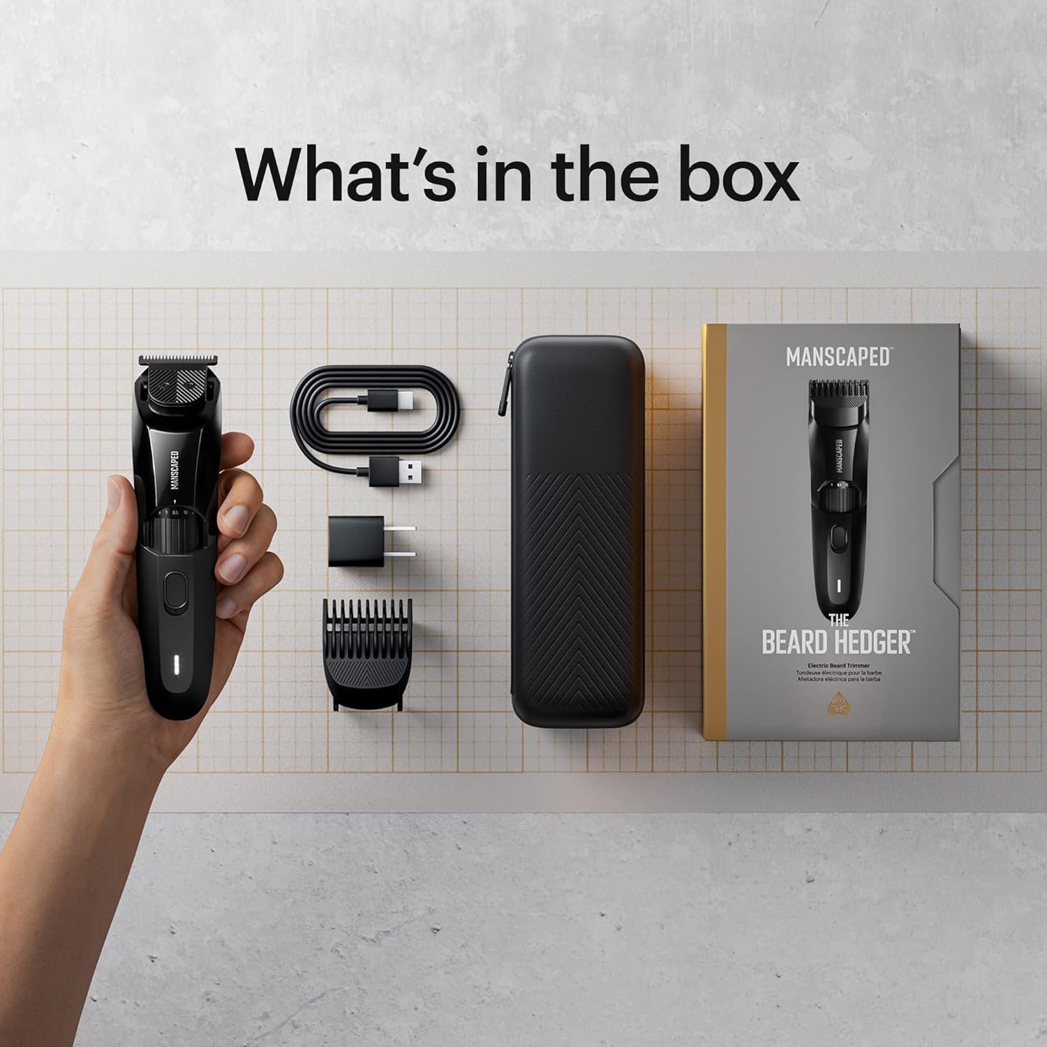 MANSCAPED® The Beard Hedger® Premium Men's Beard Trimmer, 20 Length Adjustable Blade Wheel, Stainless Steel T-Blade for Precision Facial Hair Trimming, Cordless Waterproof Wet/Dry Clipper - Image 9