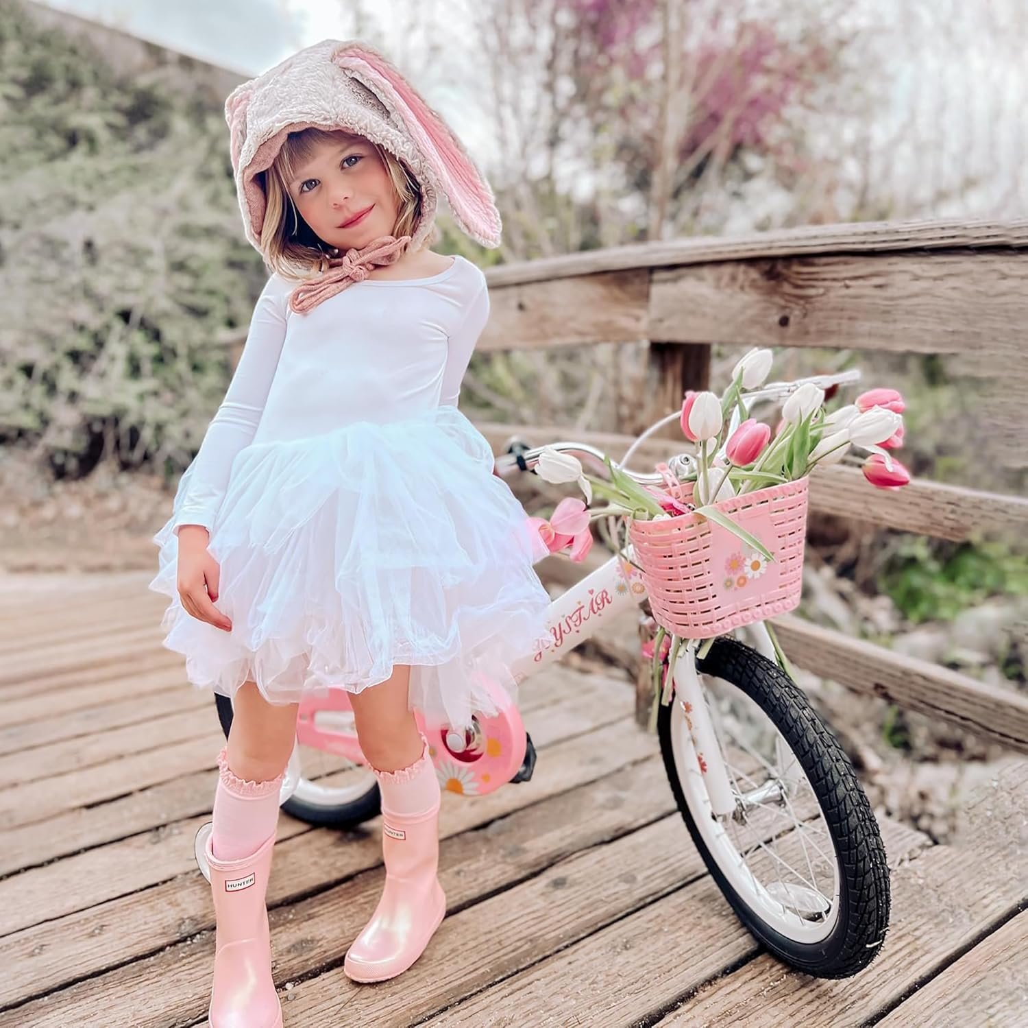 JOYSTAR Little Daisy Kids Bike for Girls Boys Ages 2-7 Years, 12 14 16 Inch Girls Bikes with Doll Bike Seat & Streamers, Boys Bike with Flag & Number Plate, Multiple Colors - Image 4