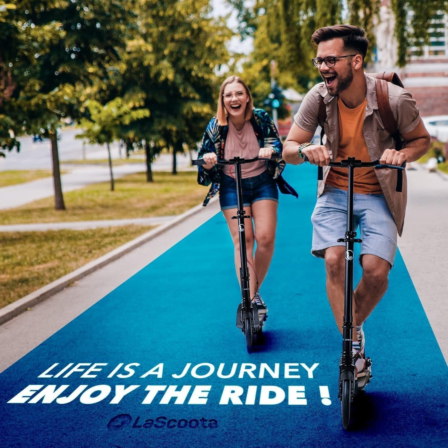 LaScoota Kick Scooter for Kids Ages 6+, Teens & Adults, Large 8" Sturdy Urethane Wheels. Adjustable Handlebar, Lightweight, Foldable, 220lbs Max Load - Image 8