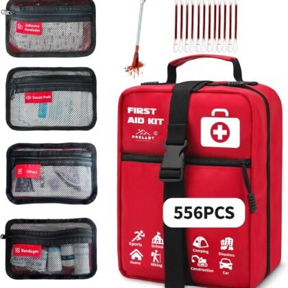 556 Piece Premium Large First Aid Kit, Survival Medical First Aid Bag – Labelled Compartments, Workplace Essential, Home & Sports, Molle Tactical Rip-Away Design, First Responders' Choice for Trauma
