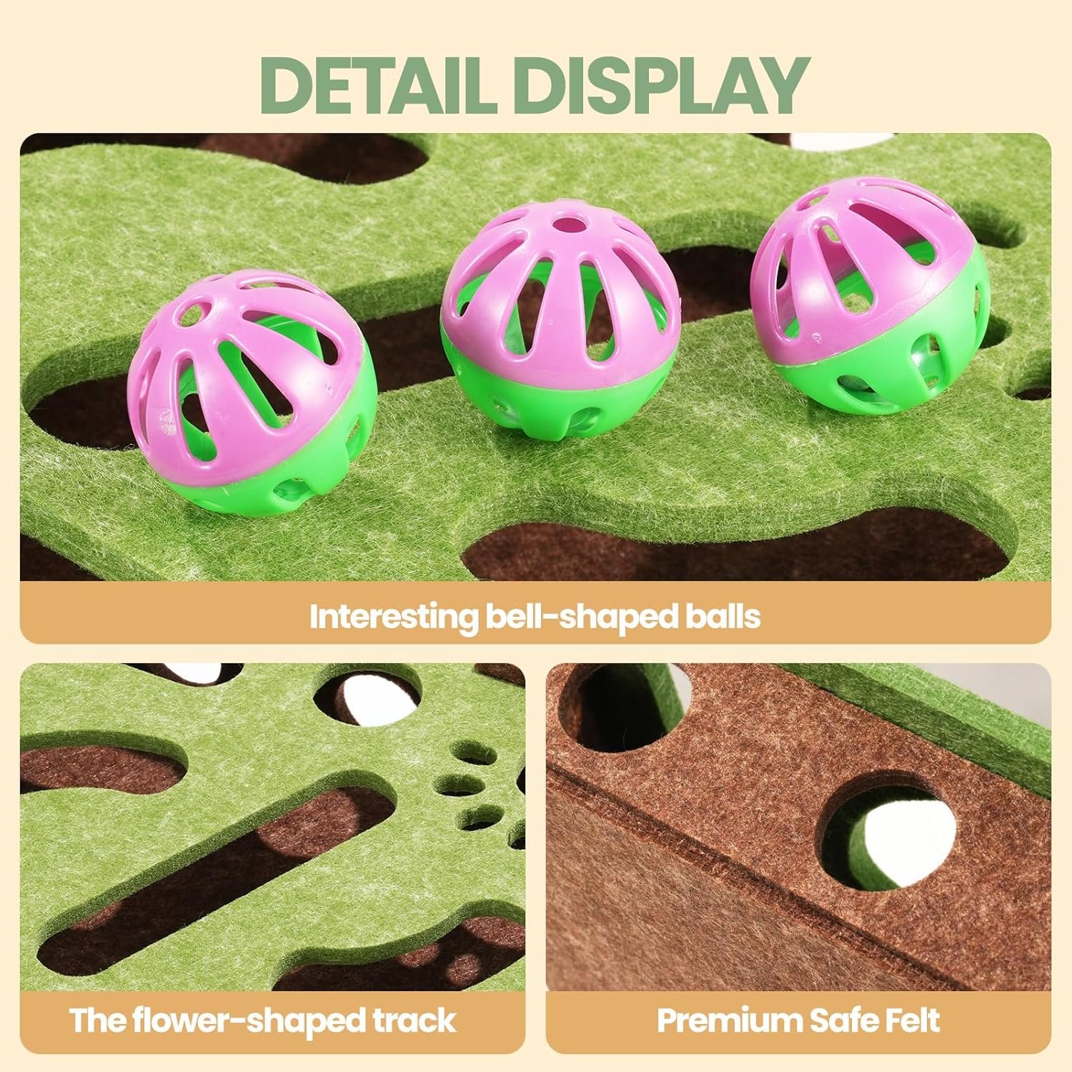 Interactive Cat Toy Puzzle Toys for Indoor Cats Felt Maze Box Kittern Toys Pet Cat Games Self Play Fun Exercise Hide Seek Moving Cat Toy for Bored Cats Encourages Hunting Instincts - Image 4