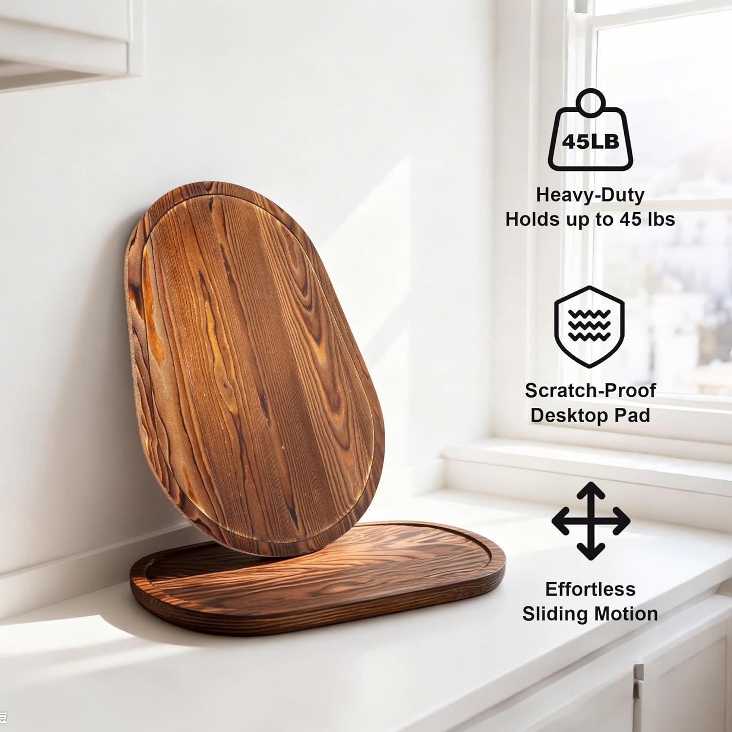 Mixer Slider Mat, Pine Wood Sliding Tray for KitchenAid 4.5 & 5 Qt Stand Mixers, Anti-Slip Moving Mat & Countertop Protector, Kitchen Accessories and Attachments for Artisan Series (5-8 QT) - Image 3