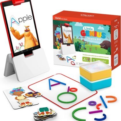 Osmo-Little Genius Starter Kit for Fire Tablet-4 Educational Learning Games-Preschool Ages 3-5-Phonics,Problem Solving & Creativity-STEM Toy Gifts,Kids(Osmo Fire Tablet Base Included)