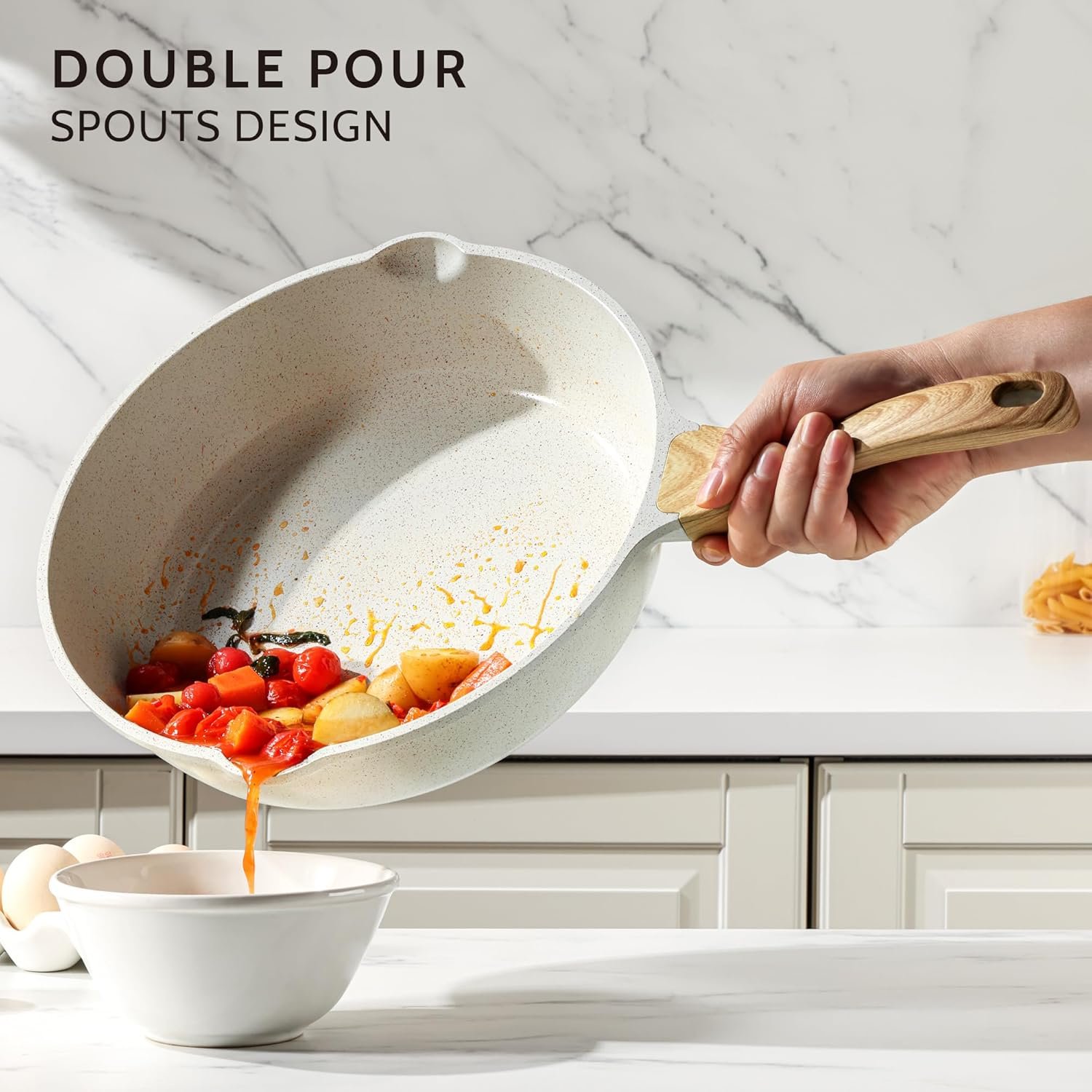 SENSARTE Nonstick Ceramic Saute Pan 12-Inch, 5QT Non-toxic Deep Frying Pan Skillet with Lid, Healthy No Teflon Cookware, Stay Cool Handle, Induction Compatible, PFAS Free - Image 6