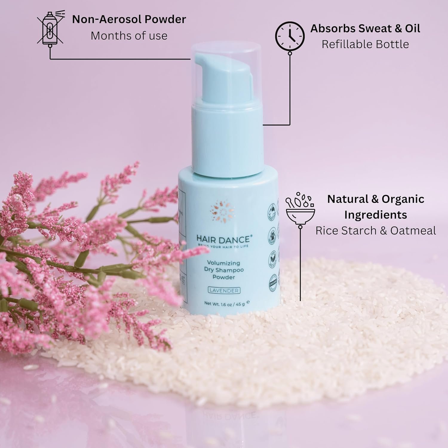 Dry Shampoo Powder | Non-Aerosol | Natural & Organic | Jumbo Size | Made in USA, No Benzene, Vegan, Cruelty Free, For All Hair Colors, Talc Free | Lavender Oil Scent | 1.6 Ounce-Sustainable Packaging - Image 2