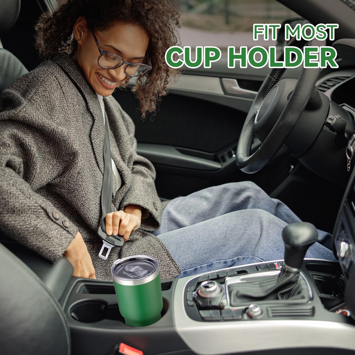 30 oz Tumbler with Lid Stainless Steel Tumblers Vacuum Insulated Cup Reusable Powder Coated Travel Mug Double Wall Leak Proof Portable Cups Keep Cold Drinks for 12 Hours, Dark Green, 1 Pack - Image 3