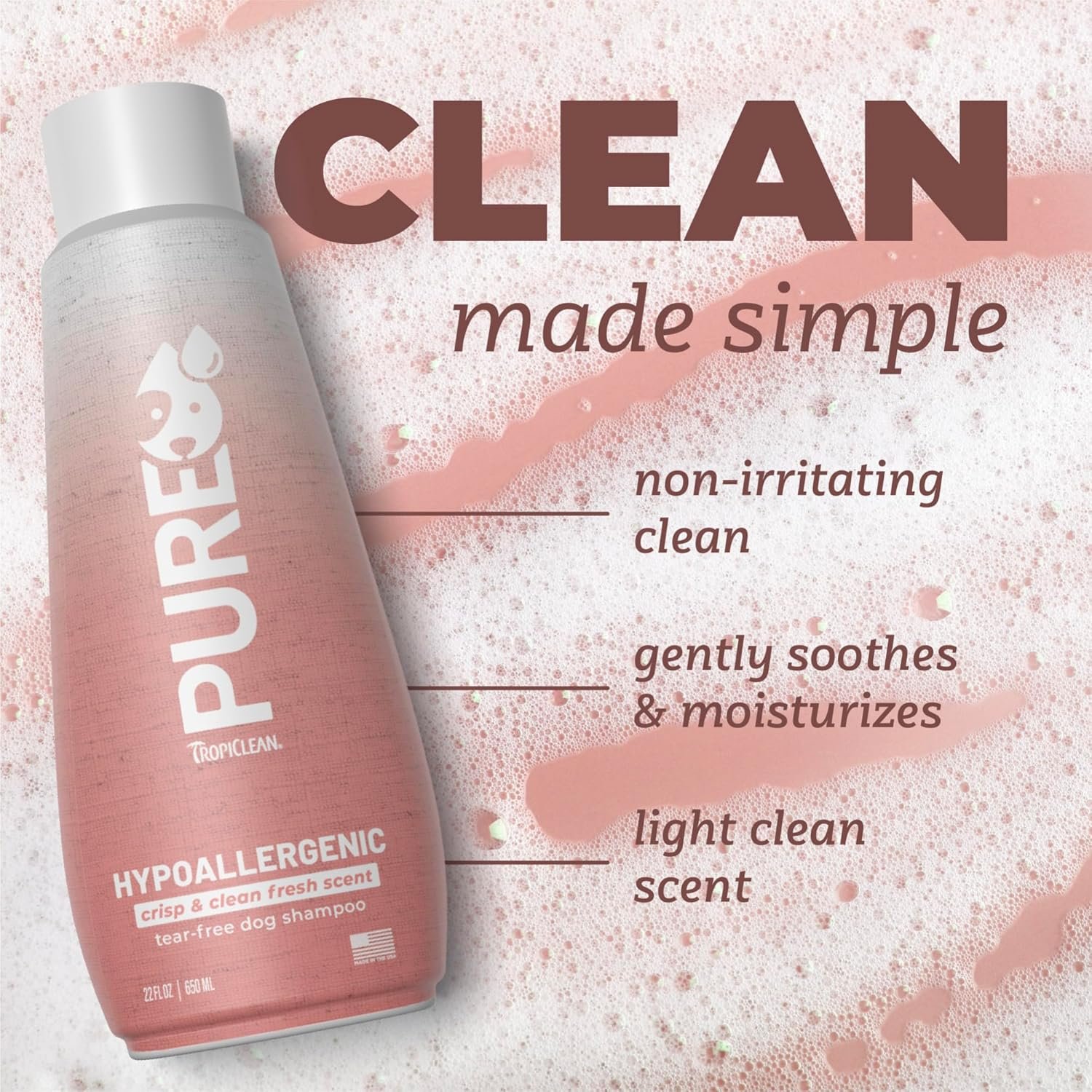 TropiClean Pure Puppy Shampoo, Hypoallergenic Dog Shampoo for Allergies & Sensitive Skin, Made in USA, Safe for Cats & Kittens, 22 oz. - Image 4
