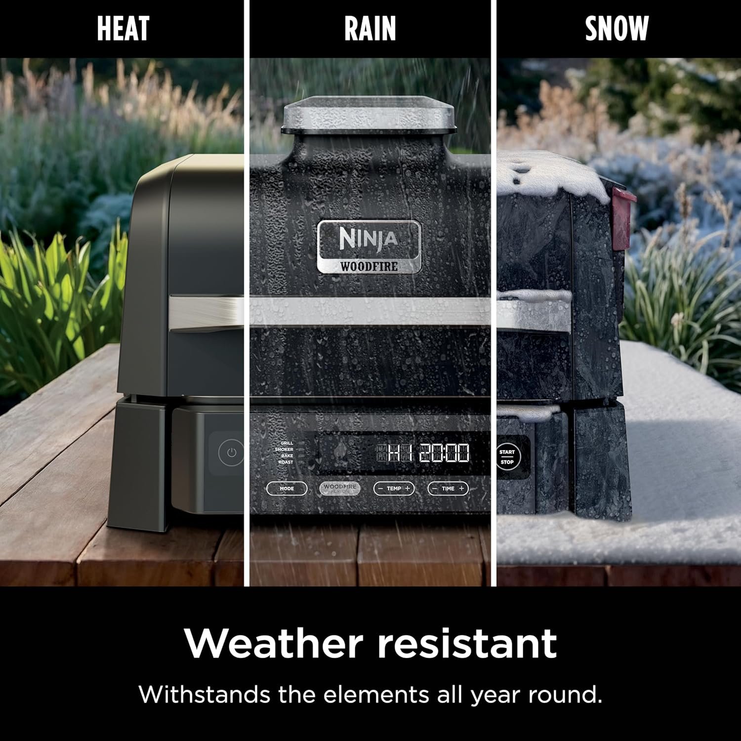 Ninja Woodfire Outdoor Grill & Smoker, 4-in-1 Functionality, Grill, Smoke, Bake, Roast, Authentic Woodfire Flavors, Electric Heat, OG301 - Image 6