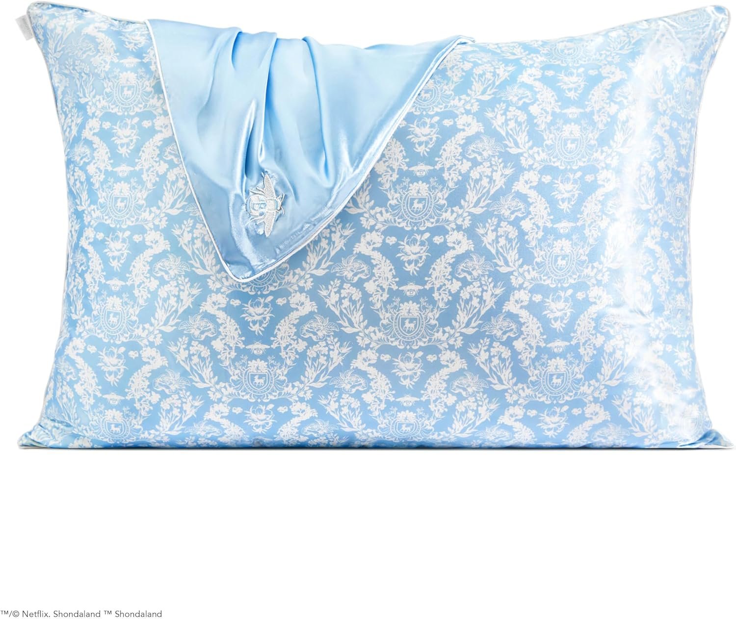 Kitsch x Bridgerton Satin Pillowcase with Zipper for Hair Skin, Softer Than Silk Pillow Cases, Wrinkle-Free, Cooling Satin Pillow Covers, Bridgerton - Toile De Blue, Standard Size (19"x26") - Image 2
