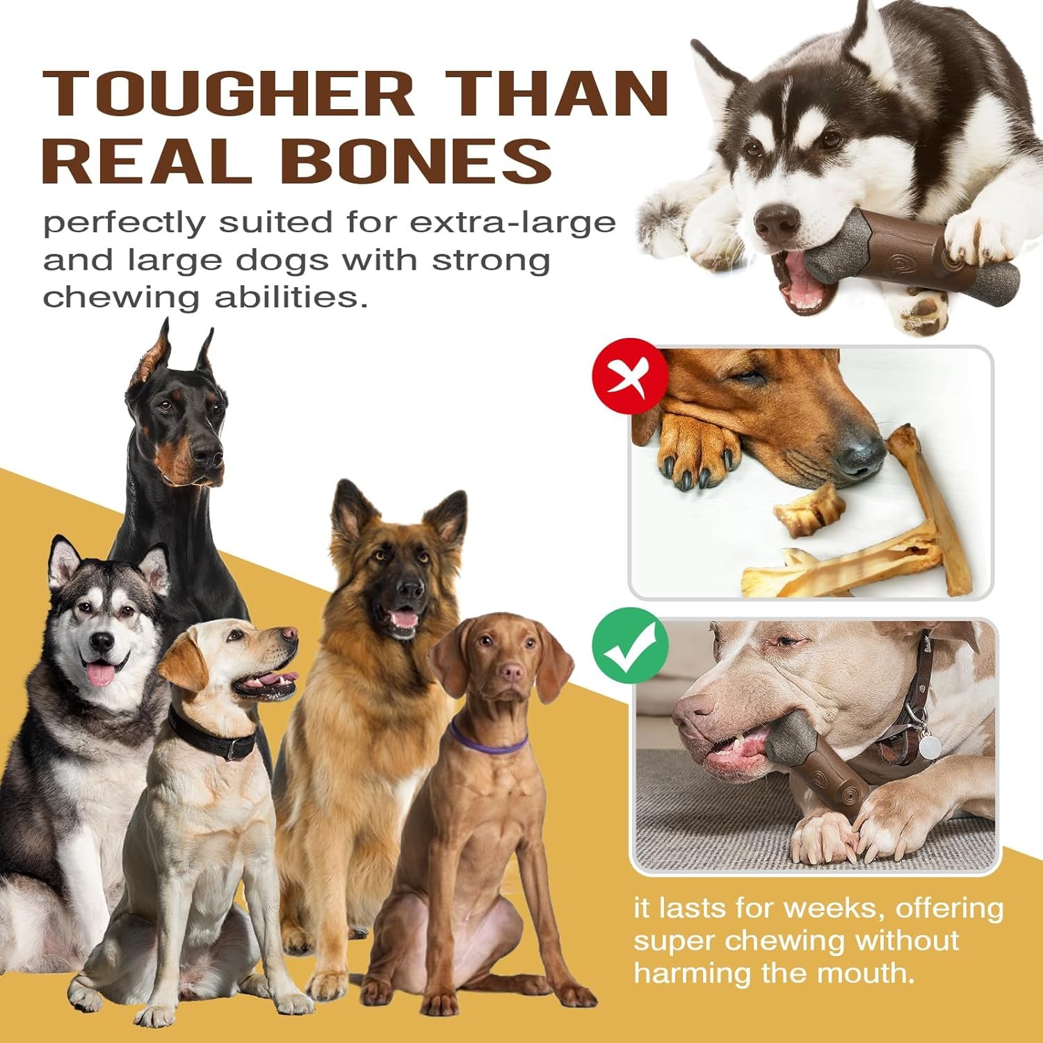 Dog Toys Chewers,Dog Chew Toy for Aggressive Chewers Branch,Squeaky Dog Toy Interactive - Image 4