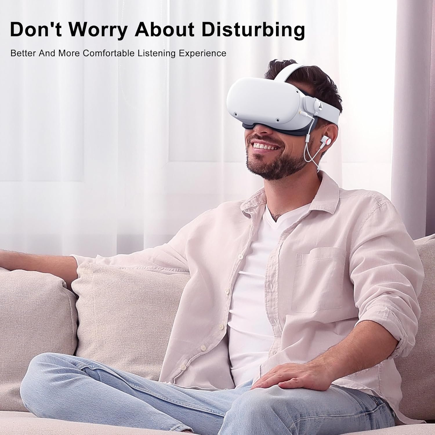 AMVR Noise-Isolating in-Ear Headphones Compatible with Meta Quest 3 - VR Accessories Low Bass Earphones with Custom Silicone Earplugs and Strap Holder | Enhance 360-Degree Surround Sound - Image 7