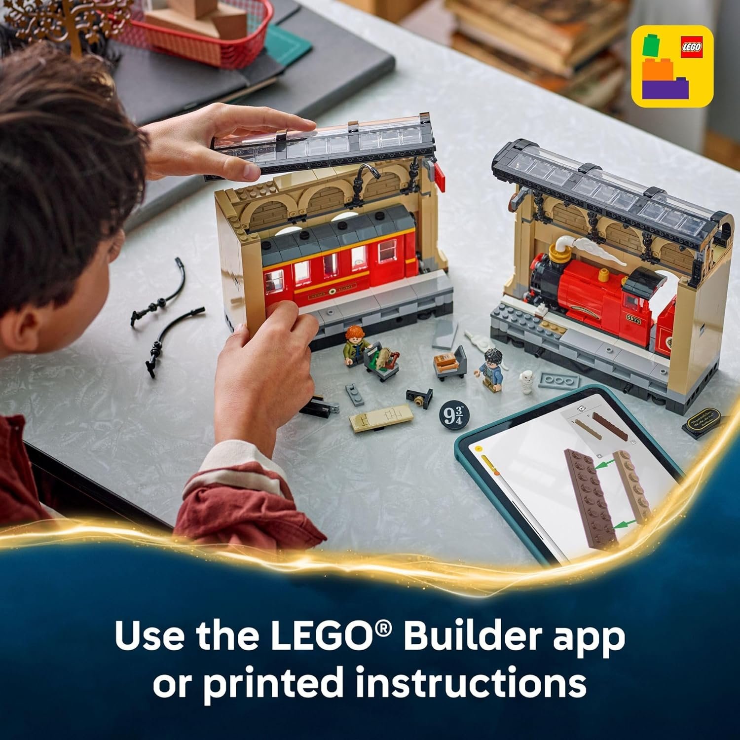 LEGO Harry Potter Book Nook: Hogwarts Express Building Set - Bedroom Shelf Decor for Boys, Girls, & Fans, Ages 10+ - Collectible Harry & Ron Minifigures - Gift for Christmas - 76450 - Image 6